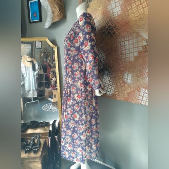 Vintage Autumnal Floral Chiffon Maxi Dress - Picture 4 of 16